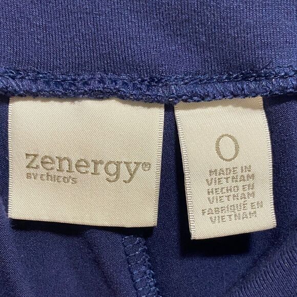 Chico’s Navy Wide Leg Knit Pants with Striped Hem |‎ Size 0 (S) - Picture 2 of 11